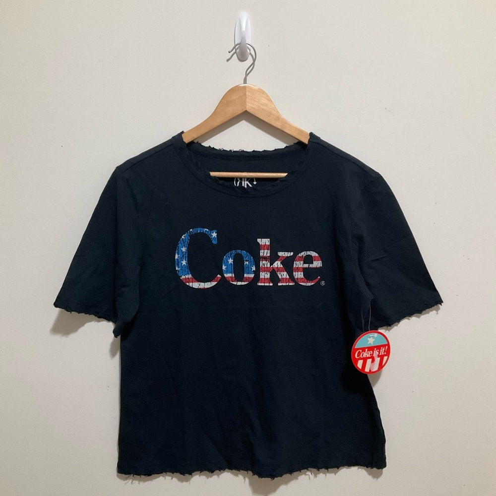 Recycled Karma Tops Womens Medium Black Coke Tee Distressed New - Picture 7 of 8
